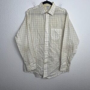 Brooks Brothers Non Iron Dress Shirt Mens 16.5 Multicolor Plaid Slim Fit Pleated